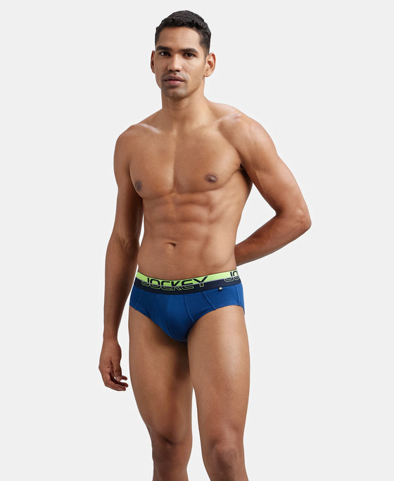 Super Combed Cotton Solid Brief with Ultrasoft Waistband - Estate Blue-5