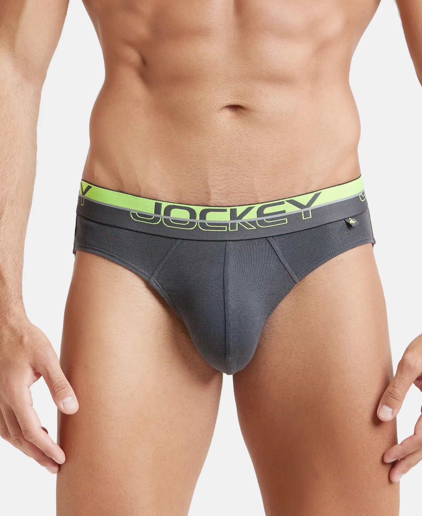Super Combed Cotton Rib Solid Brief with Ultrasoft Waistband  - Asphalt-1