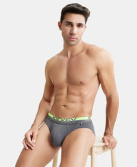 Super Combed Cotton Rib Solid Brief with Ultrasoft Waistband  - Asphalt-6