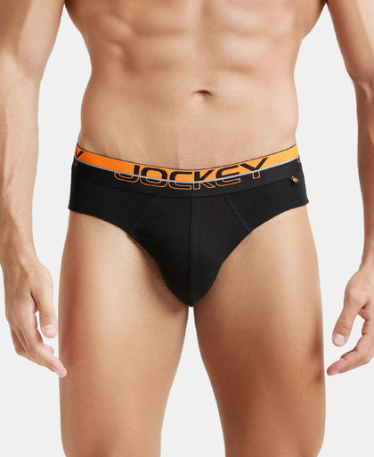 Super Combed Cotton Rib Solid Brief with Ultrasoft Waistband  - Black-3