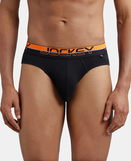 Super Combed Cotton Rib Solid Brief with Ultrasoft Waistband  - Black-1