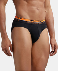 Super Combed Cotton Rib Solid Brief with Ultrasoft Waistband  - Black-2