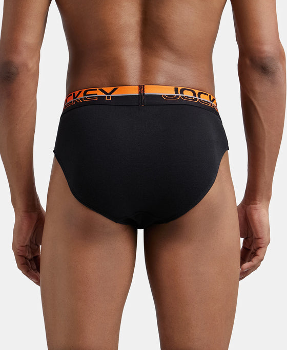 Super Combed Cotton Rib Solid Brief with Ultrasoft Waistband  - Black-3