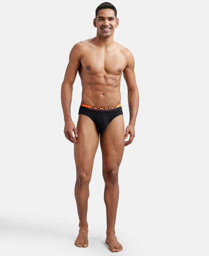 Super Combed Cotton Rib Solid Brief with Ultrasoft Waistband  - Black-4