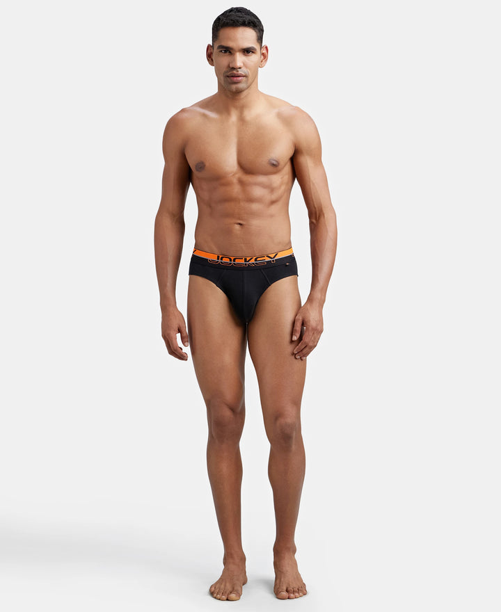 Super Combed Cotton Rib Solid Brief with Ultrasoft Waistband  - Black-6