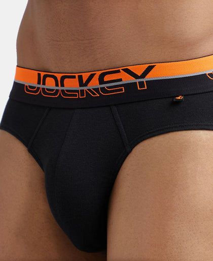 Super Combed Cotton Rib Solid Brief with Ultrasoft Waistband  - Black-7