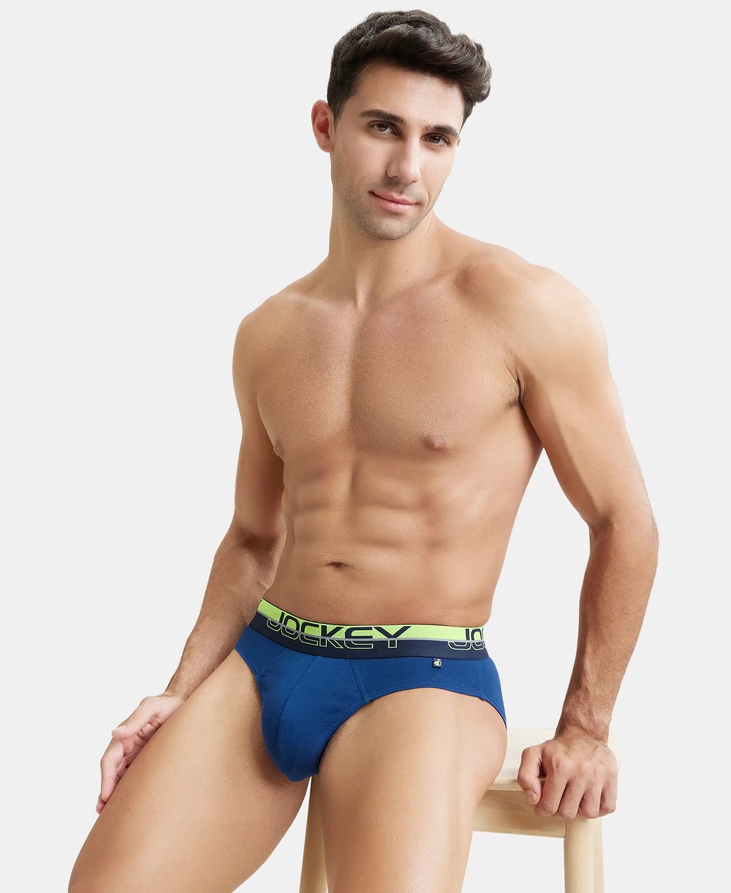 Super Combed Cotton Rib Solid Brief with Ultrasoft Waistband  - Estate Blue-11