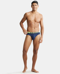 Super Combed Cotton Rib Solid Brief with Ultrasoft Waistband  - Ink Blue Melange-4