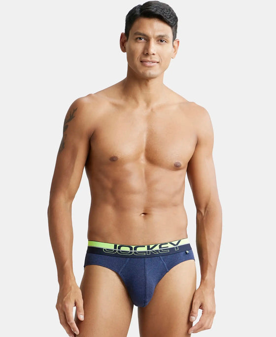 Super Combed Cotton Rib Solid Brief with Ultrasoft Waistband  - Ink Blue Melange-5