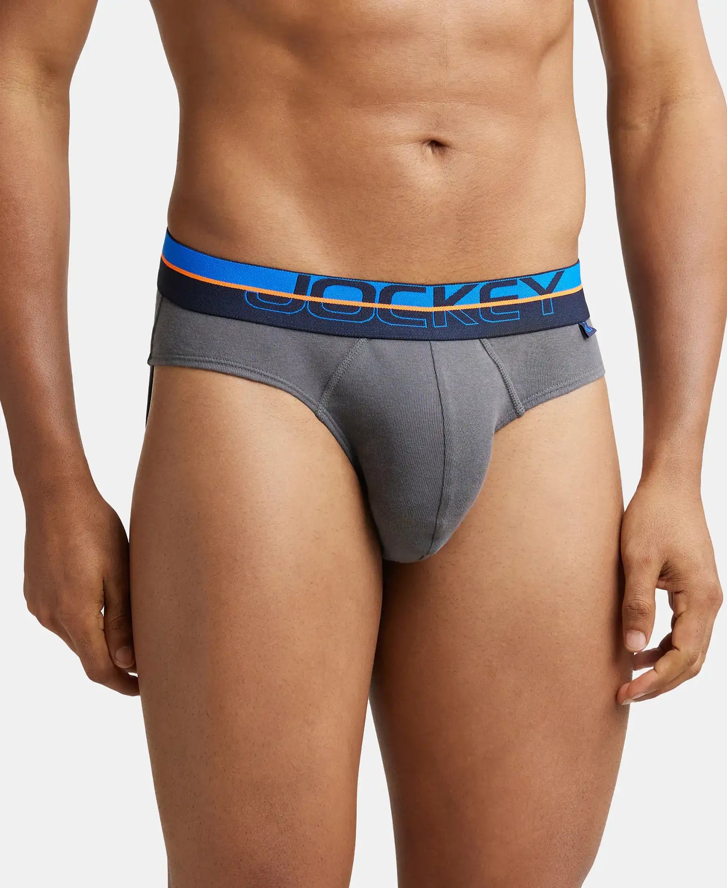 Super Combed Cotton Rib Solid Brief with Ultrasoft Waistband  - Smooth Grey-2
