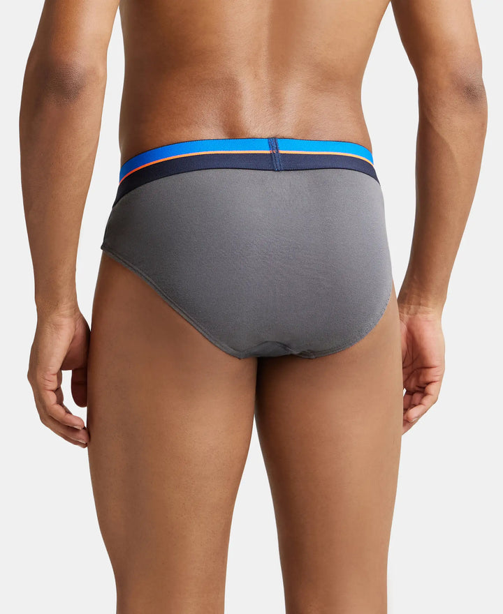 Super Combed Cotton Rib Solid Brief with Ultrasoft Waistband  - Smooth Grey-3