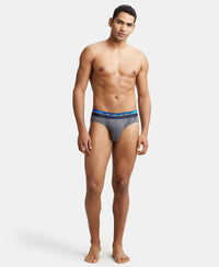 Super Combed Cotton Rib Solid Brief with Ultrasoft Waistband  - Smooth Grey-4