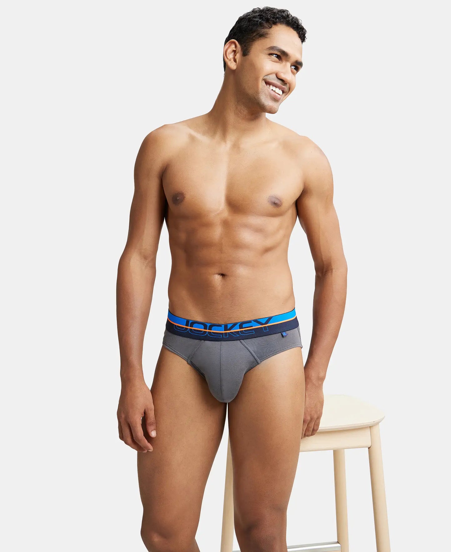 Super Combed Cotton Rib Solid Brief with Ultrasoft Waistband  - Smooth Grey-6