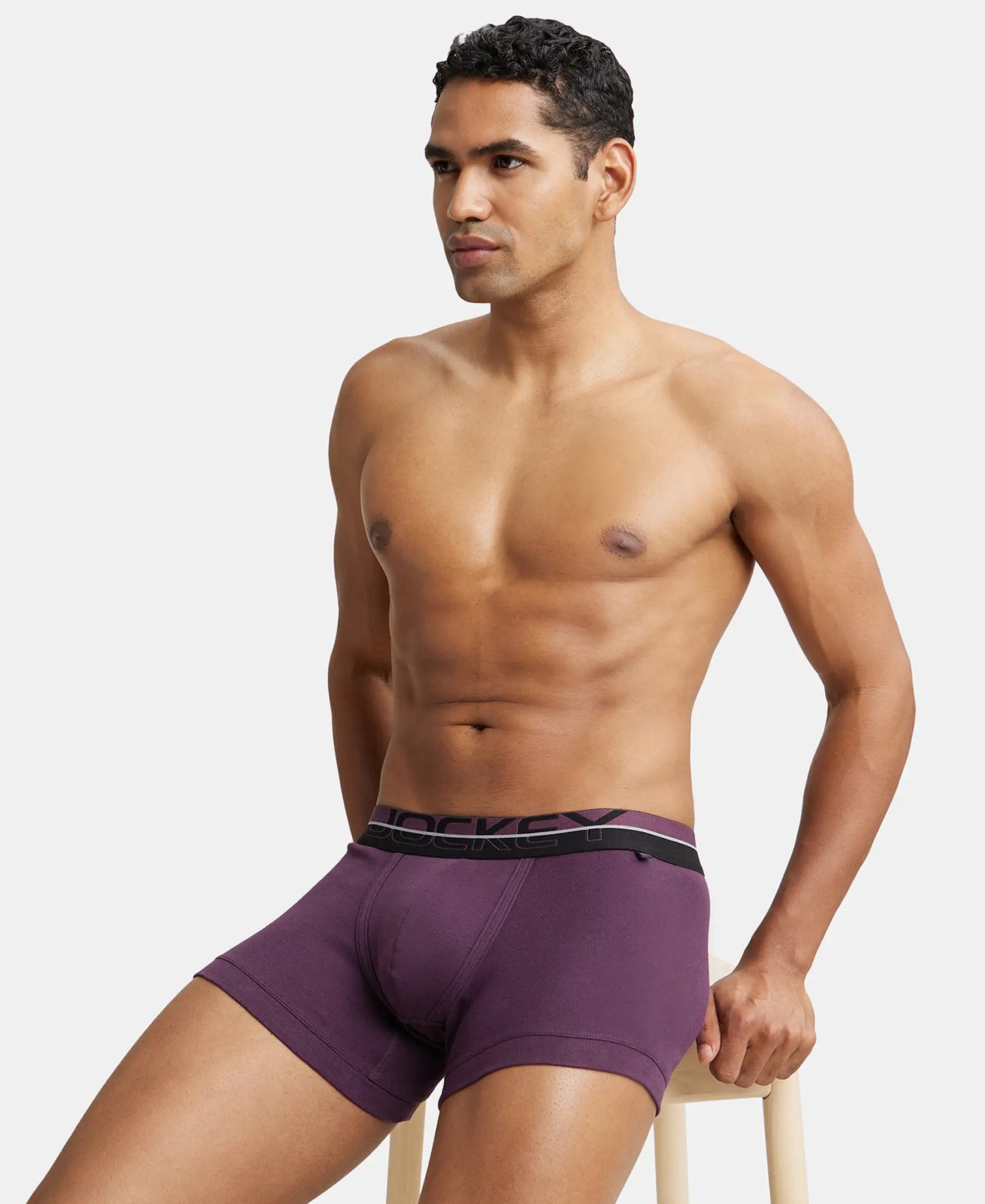 Super Combed Cotton Rib Solid Trunk with Ultrasoft Waistband - Plum Perfect-5