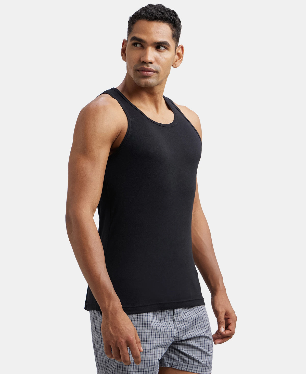 Round Neck Rib Vest Buy Super Combed Cotton Rib Round Neck Sleeveless Vest - Black & Neon ...