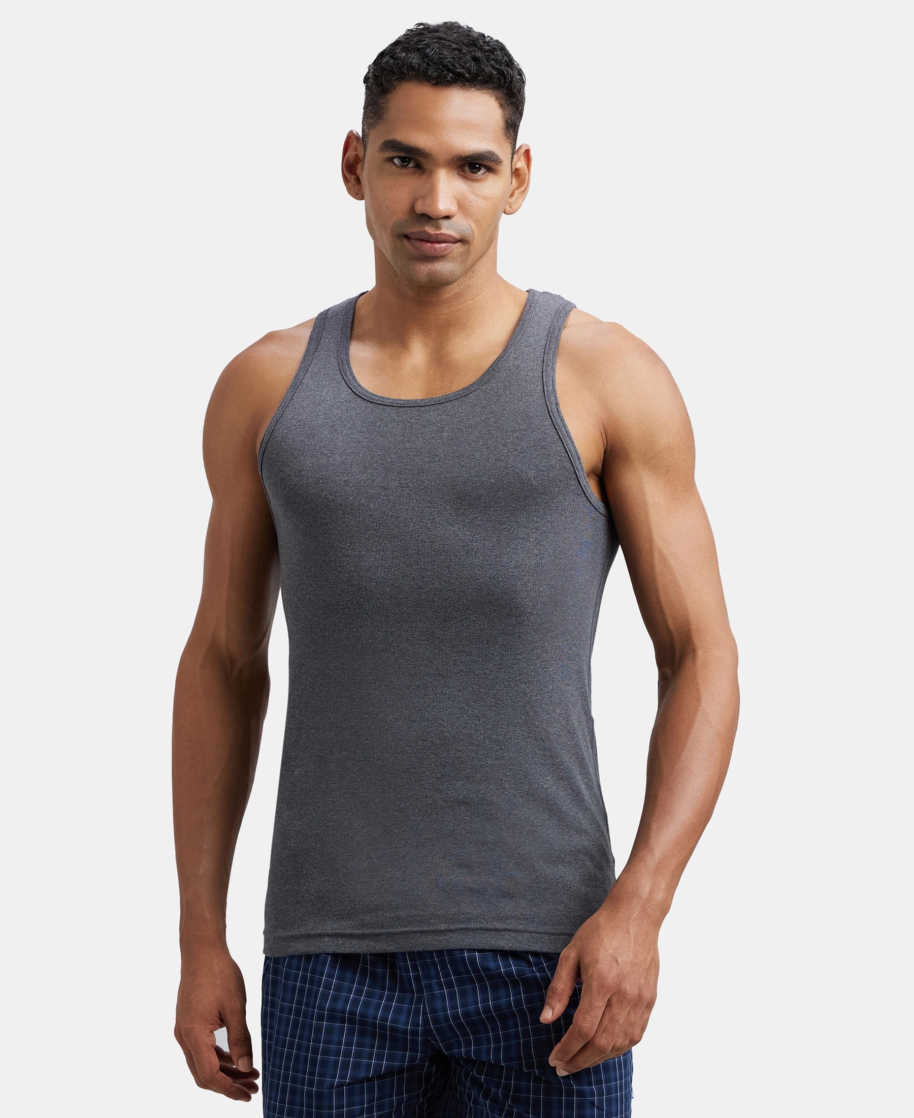 Round Neck Rib Vest Buy Super Combed Cotton Rib Round Neck Sleeveless Vest - Charcoal ...