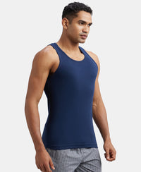 Super Combed Cotton Rib Round Neck Sleeveless Vest - Deep Navy-2