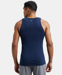 Super Combed Cotton Rib Round Neck Sleeveless Vest - Deep Navy-3