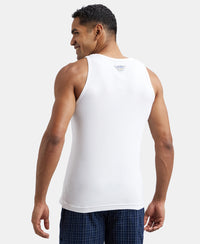 Super Combed Cotton Rib Round Neck Sleeveless Vest - White-3