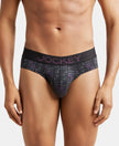Super Combed Cotton Elastane Printed Brief with Ultrasoft Waistband - Black & Plum-1