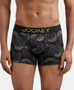 Super Combed Cotton Elastane Printed Trunk with Ultrasoft Waistband - Black & Empire Yellow-1