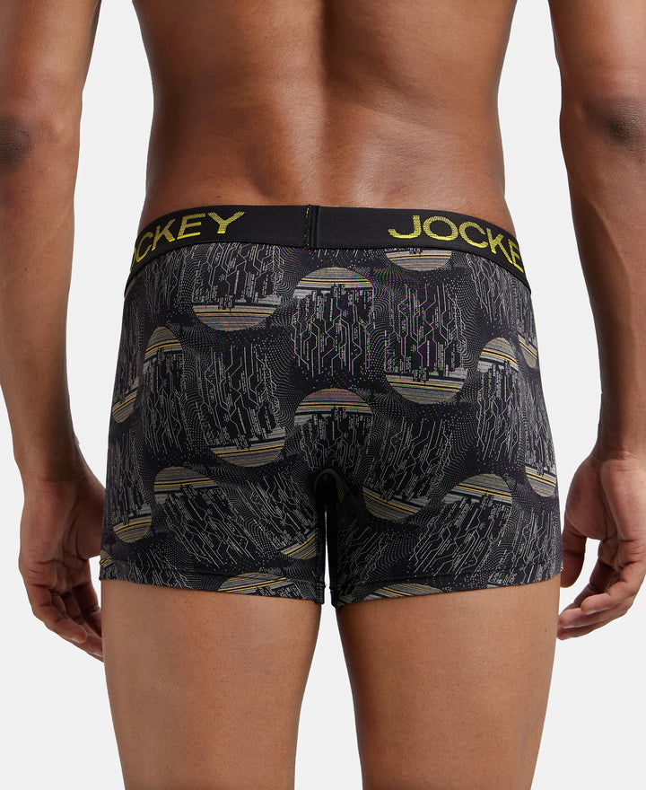 Super Combed Cotton Elastane Printed Trunk with Ultrasoft Waistband - Black & Empire Yellow-3
