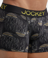 Super Combed Cotton Elastane Printed Trunk with Ultrasoft Waistband - Black & Empire Yellow-7