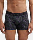 Super Combed Cotton Elastane Printed Trunk with Ultrasoft Waistband - Black & Plum-1