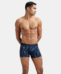 Super Combed Cotton Elastane Printed Trunk with Ultrasoft Waistband - Black & Sky Driver-5