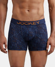 Super Combed Cotton Elastane Printed Trunk with Ultrasoft Waistband - Navy & Autumn Glory-1