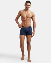 Super Combed Cotton Elastane Printed Trunk with Ultrasoft Waistband - Navy & Autumn Glory-6