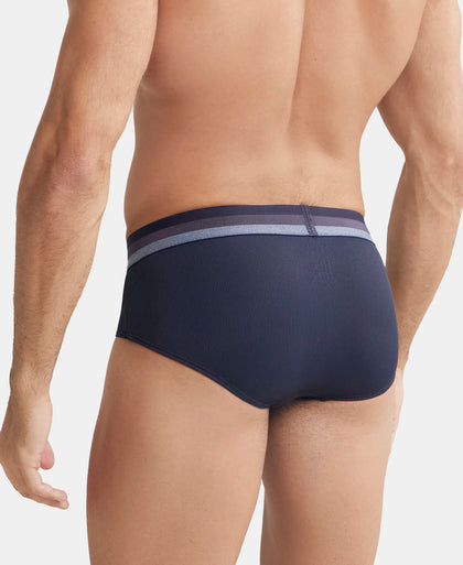 Microfiber Elastane Solid Brief with StayDry Treatment - Midnight Navy-3