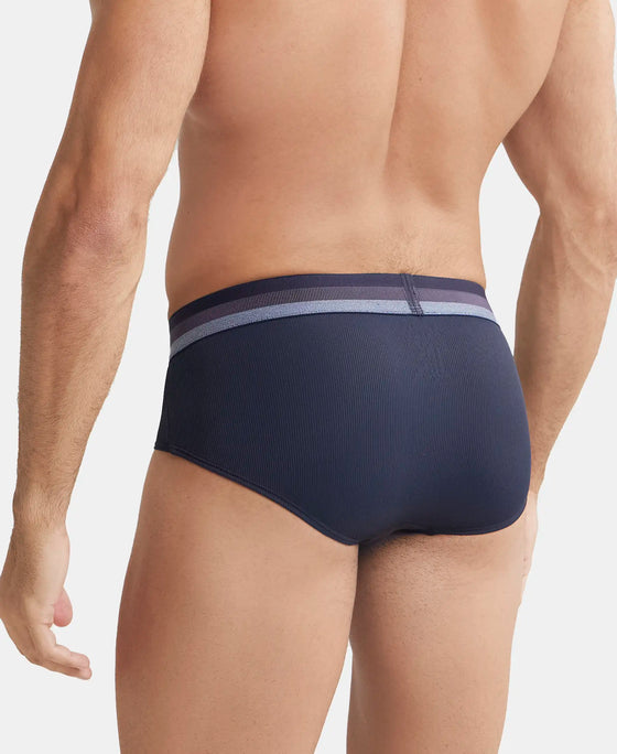 Microfiber Elastane Solid Brief with StayDry Treatment - Midnight Navy-3