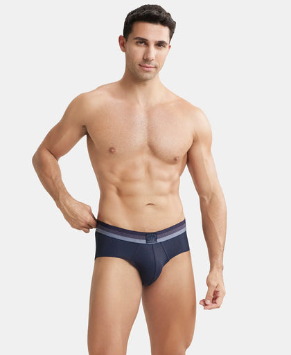 Microfiber Elastane Solid Brief with StayDry Treatment - Midnight Navy-4