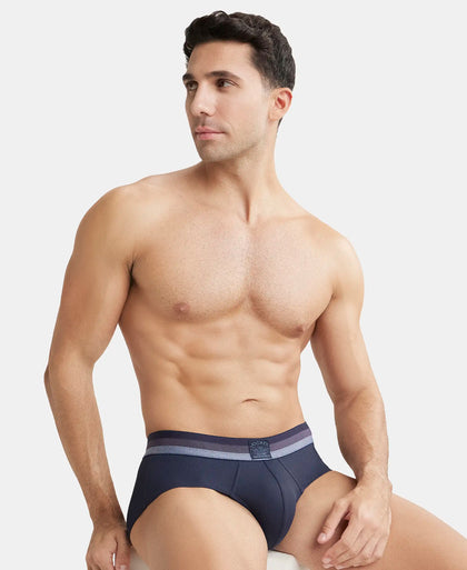 Microfiber Elastane Solid Brief with StayDry Treatment - Midnight Navy-5