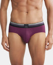 Microfiber Elastane Solid Brief with StayDry Treatment - Potent Purple-1