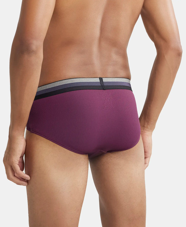 Microfiber Elastane Solid Brief with StayDry Treatment - Potent Purple-3