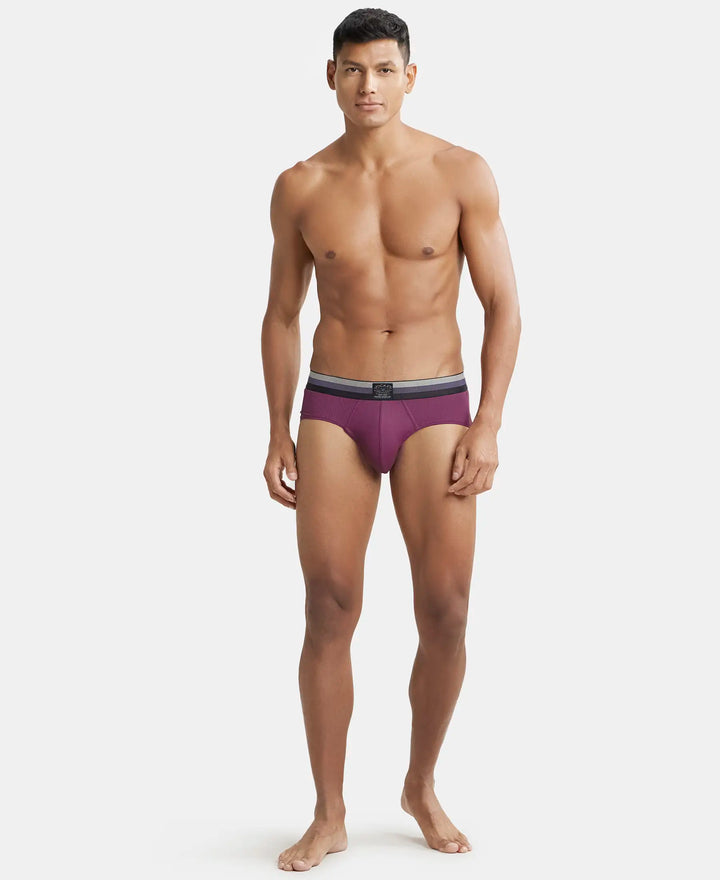 Microfiber Elastane Solid Brief with StayDry Treatment - Potent Purple-4