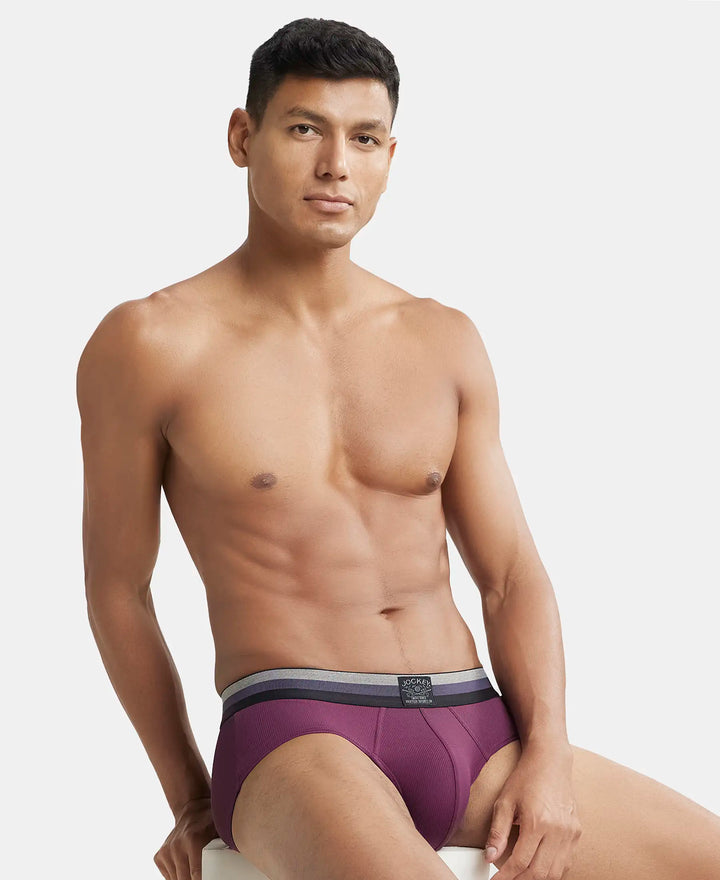 Microfiber Elastane Solid Brief with StayDry Treatment - Potent Purple-5