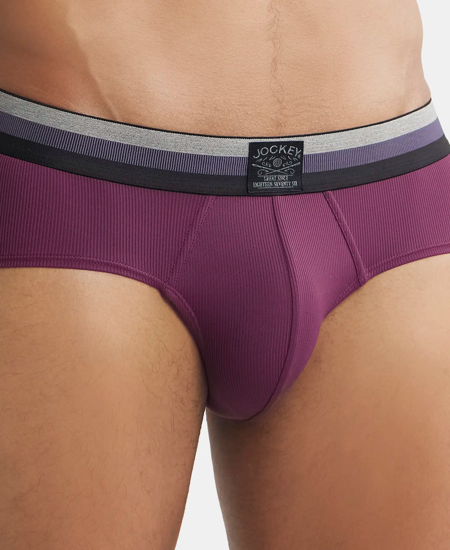 Microfiber Elastane Solid Brief with StayDry Treatment - Potent Purple-6