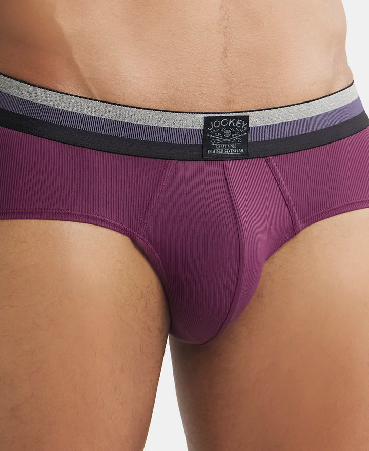 Microfiber Elastane Solid Brief with StayDry Treatment - Potent Purple-6