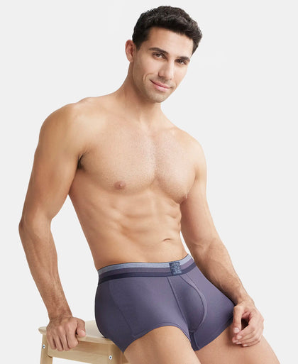 Microfiber Elastane Rib Solid Trunk with StayDry Treatment - Grey Stone-5