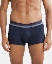 Microfiber Elastane Rib Solid Trunk with StayDry Treatment - Midnight Navy-1