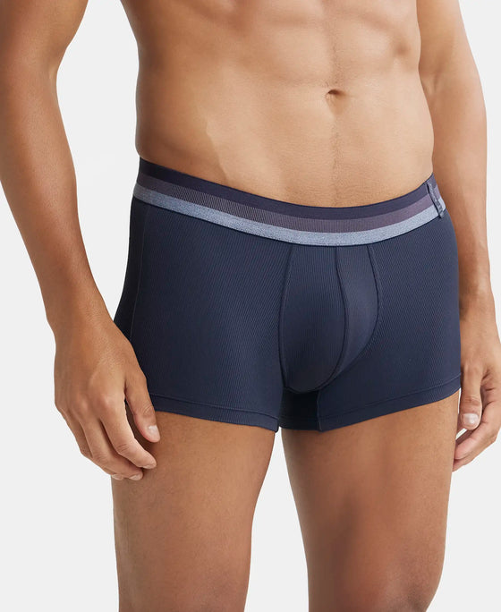 Microfiber Elastane Rib Solid Trunk with StayDry Treatment - Midnight Navy-2