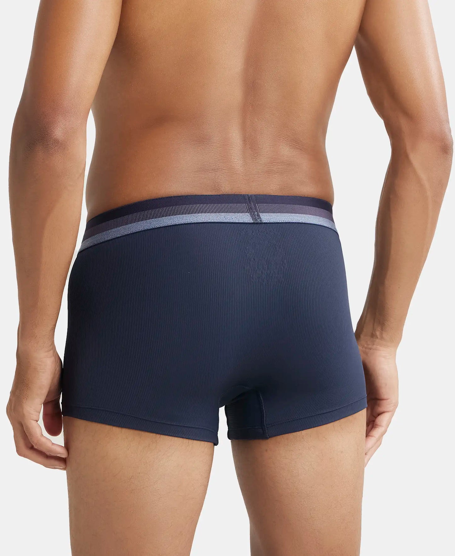 Microfiber Elastane Rib Solid Trunk with StayDry Treatment - Midnight Navy-3