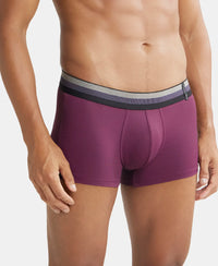 Microfiber Elastane Rib Solid Trunk with StayDry Treatment - Potent Purple-2