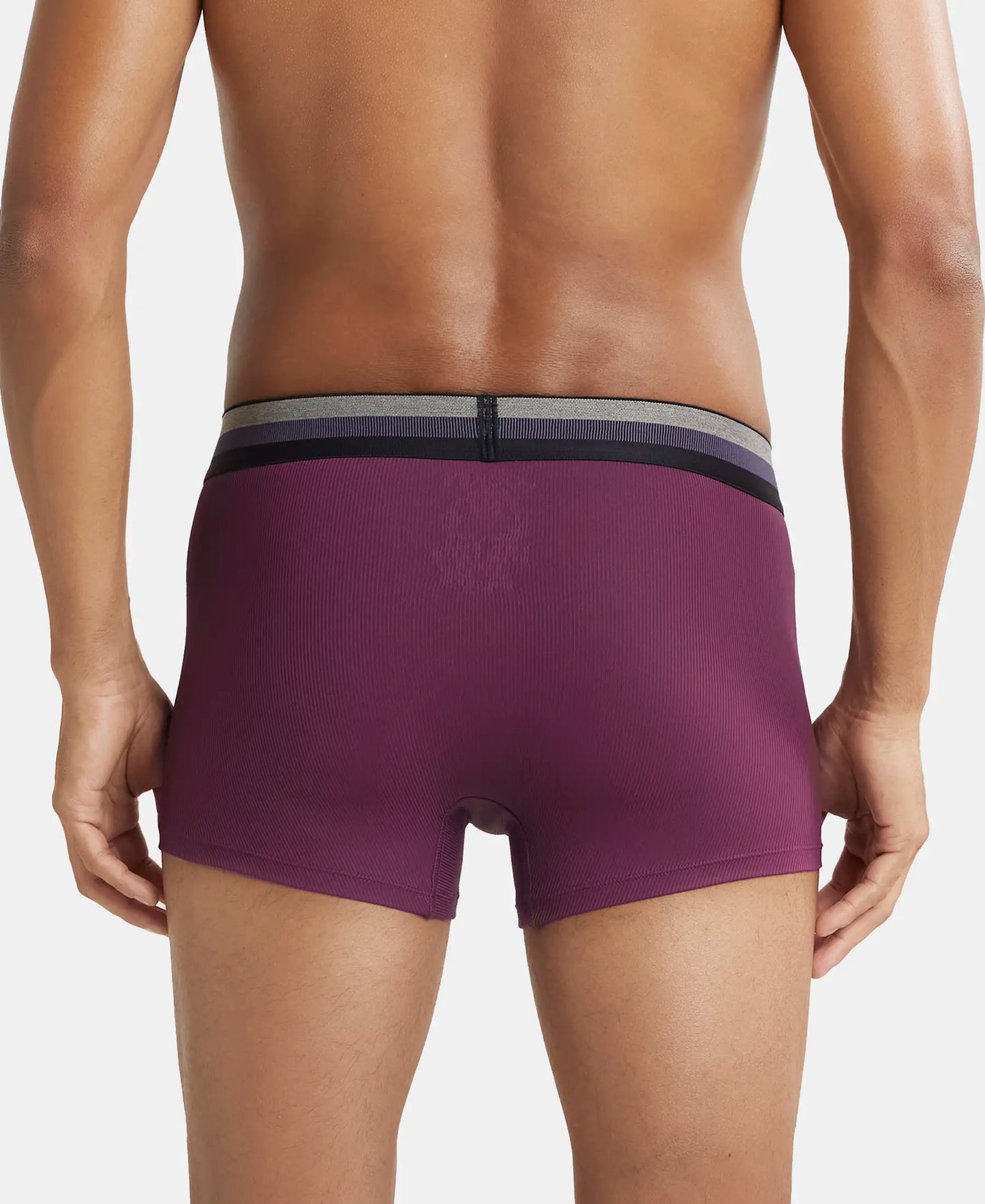 Microfiber Elastane Rib Solid Trunk with StayDry Treatment - Potent Purple-3