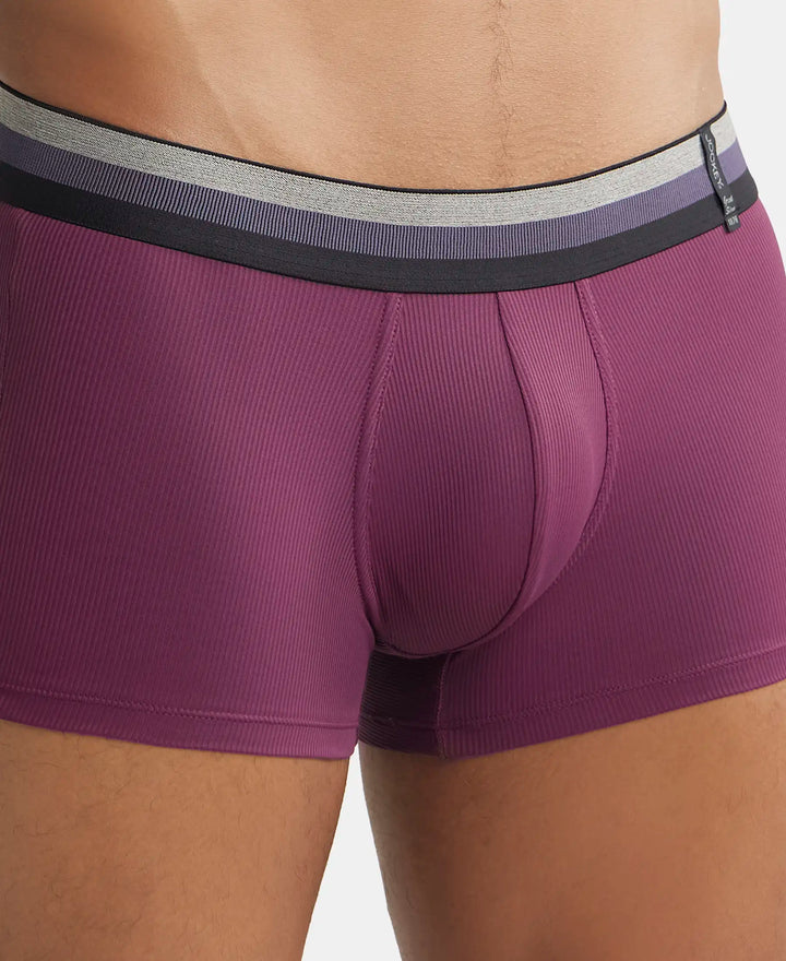 Microfiber Elastane Rib Solid Trunk with StayDry Treatment - Potent Purple-6