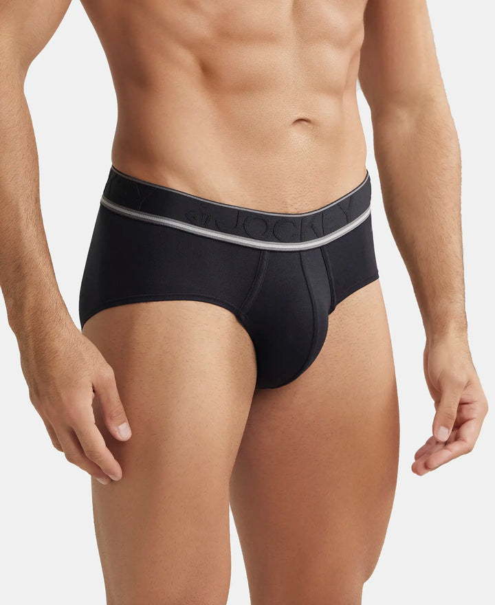 Bamboo Cotton Elastane Breathable Mesh Brief with StayDry Treatment - Mid Grey Melange-2