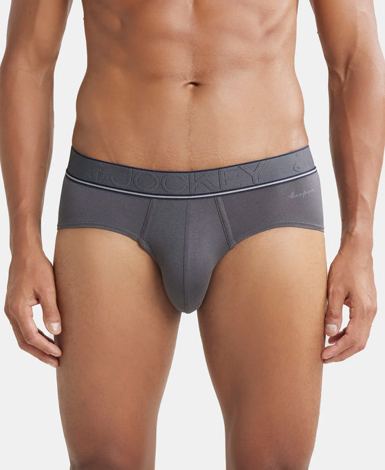 Tencel Micro Modal Elastane Solid Brief with StayFresh Properties - Gunmetal-1